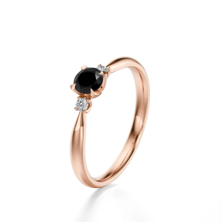 Pierścionek z czarnym diamentem różowe złoto AJPZ_129 Pierścionek z czarnym diamentem różowe złoto AJPZ_129